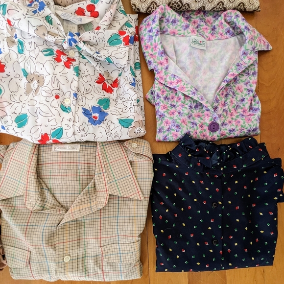 Vintage 70s 80s 90s Lot of 16 Printed Shirts Blouses Resale VTG Grandma Floral - Picture 3 of 6